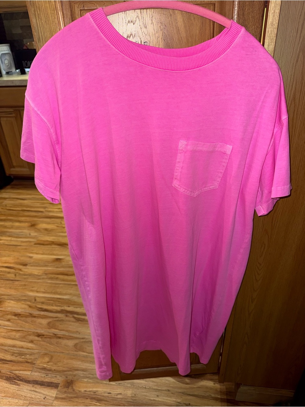 Women’s bright pink T-shirt dress